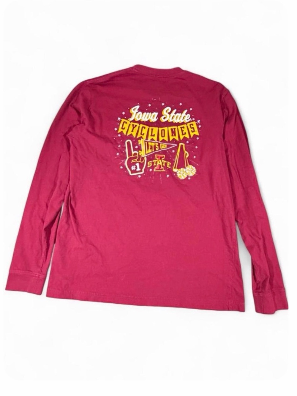 Champion Iowa State Cyclones Long Sleeve Pocket T-Shirt Red Large